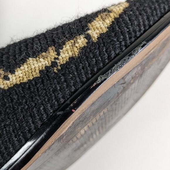 By Paige Needlepoint Fox and Wreath Loafers Black Flats Slip On Shoes 6.5 - Picture 11 of 15